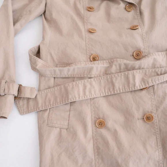 Banana Republic Beige Button Up Trench Midi Double Breasted With Belt Coat XS - Picture 7 of 13